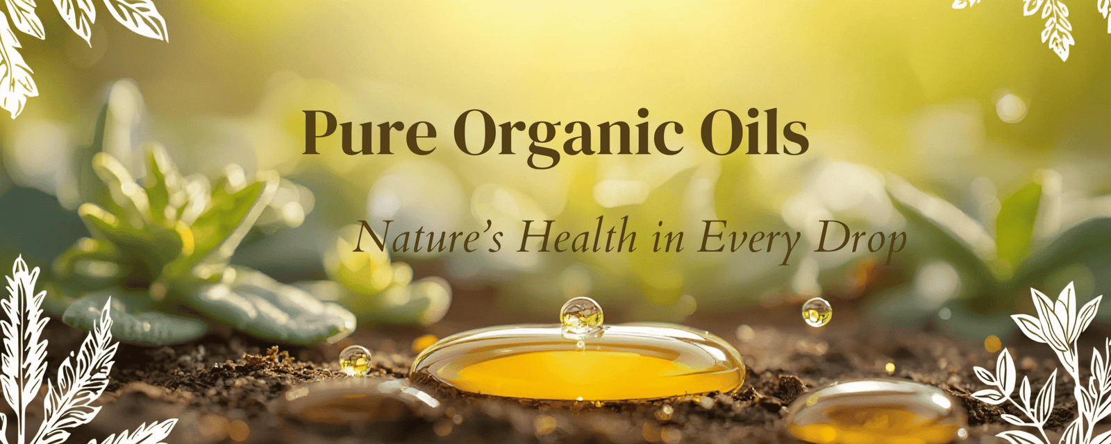 Golden-Oil-Drops-on-Vibrant-Green-Leaves